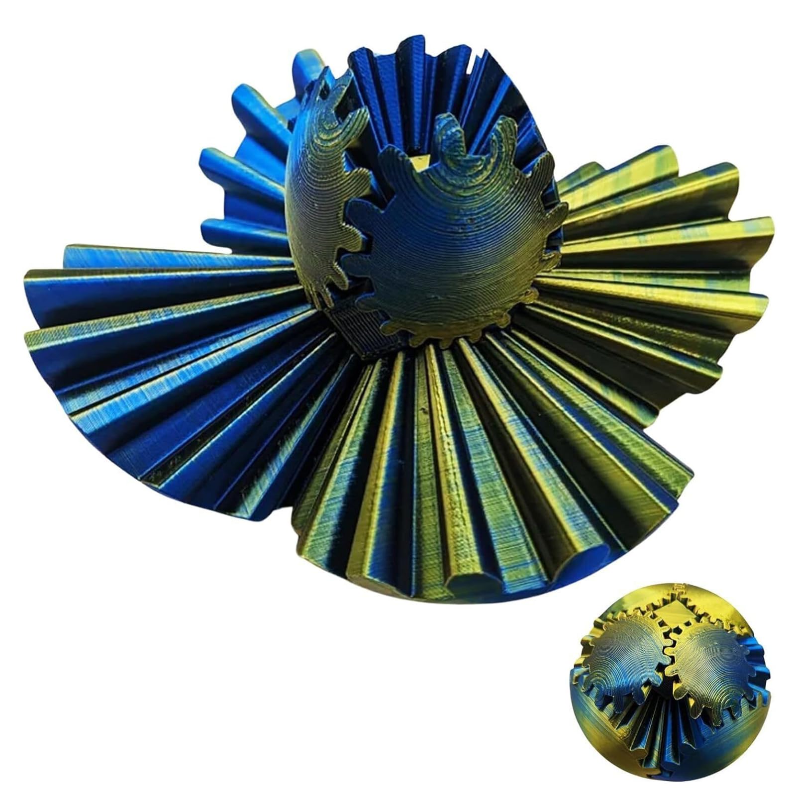 Gear Ball Fidget, 3D Printed Gear Ball Gear Sphere Puzzle Cube Fidget Toy, GearSphere - The Steampunk Whirling Wonder Fidget Gear Ball, Helix Screw Fidget Toy for Stress and Anxiety Relief (D,6CM)