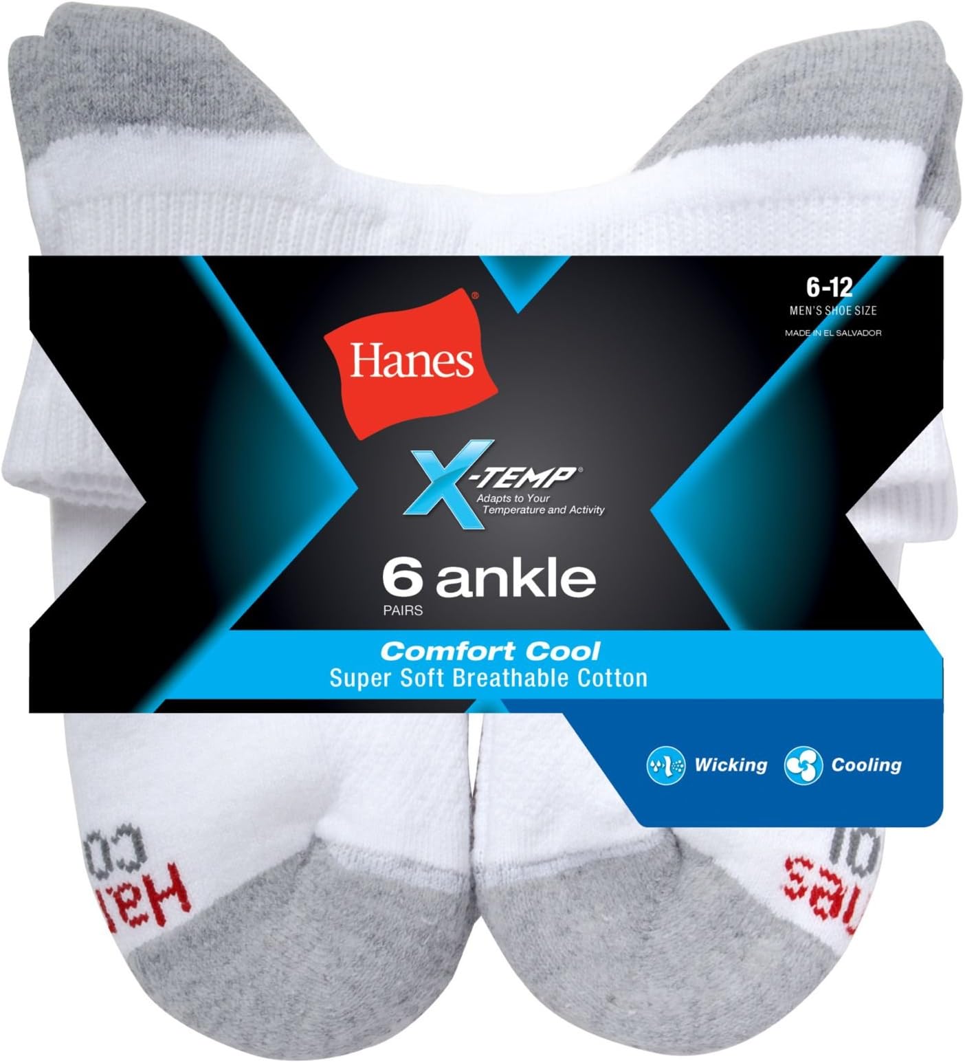 Men's 6-Pack Freshiq X-temp Comfort Cool Ankle Socks
