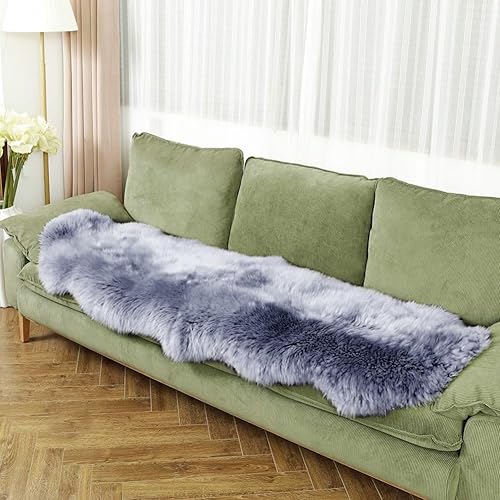 Vista 2 de LLB Genuine Sheepskin Area Rug Wool Rug Fur Carpet Fluffy Shaggy Fur Rug for Living Room Kids Bedroom Real Sheepskin Throw Lambskin Rugs Sofa Mat