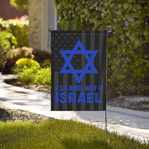 Miniatura 4 de Bandera de jardín de doble tamaño de 12.5 x 18 pulgadas con texto en inglés "I Stand For Israel", bandera de Estados Unidos e Israel, bandera para