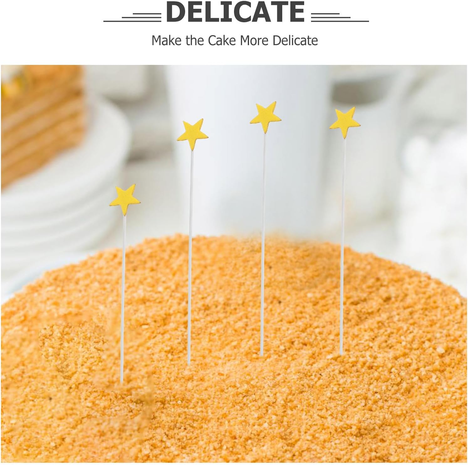 Roleader Yellow Star Cake Toppers Foam Eva 10pcs, Non-edible Birthday Party Decorations for Small Cakes and Desserts, Creative Five-pointed Star Picks for Engagement and Celebration
