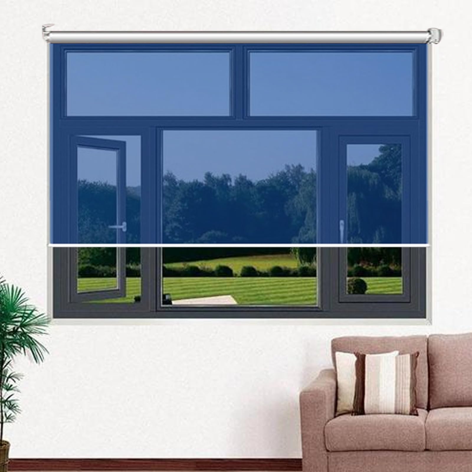 Roller Blinds One Way Window Tint Mirror See Through Sunshade Roll Up Shades With Fittings for Home Bedroom Balcony Wide 16 24 31 39 47 55 63 Inches(W150X140CM)