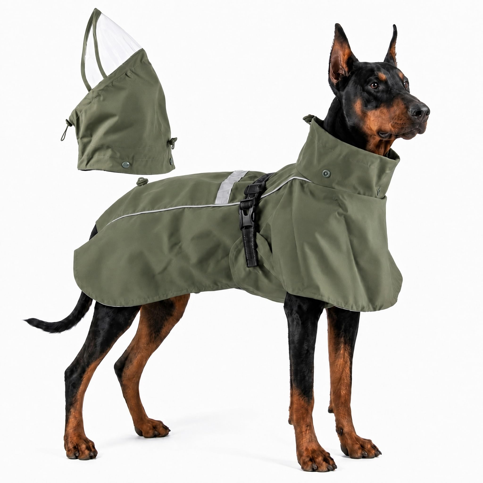 Photo 1 of RYNVALE STUDIO Dog Raincoat - Army Green, 3XL