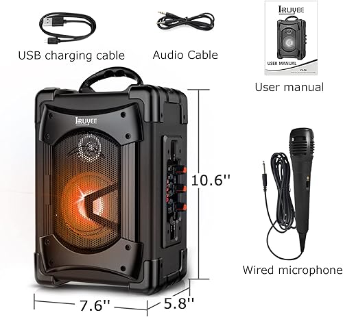 Miniatura 7 de Máquina de karaoke portátil con altavoz Bluetooth con micrófono, grabación de audio para interiores y exteriores, sistema de megafonía Bluetooth,