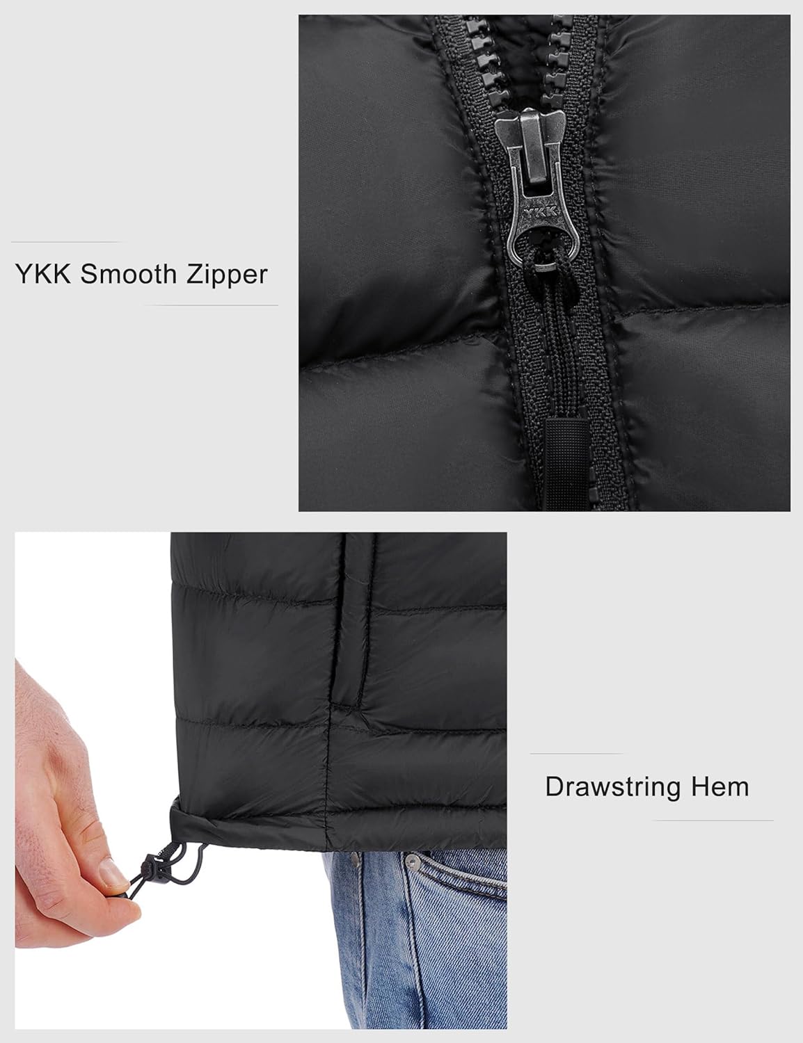 Bakery Men's Down Vest Lightweight Packable Puffer Vest Stand Collar Down Vest Zipper Sleeveless Jacket - Image 7