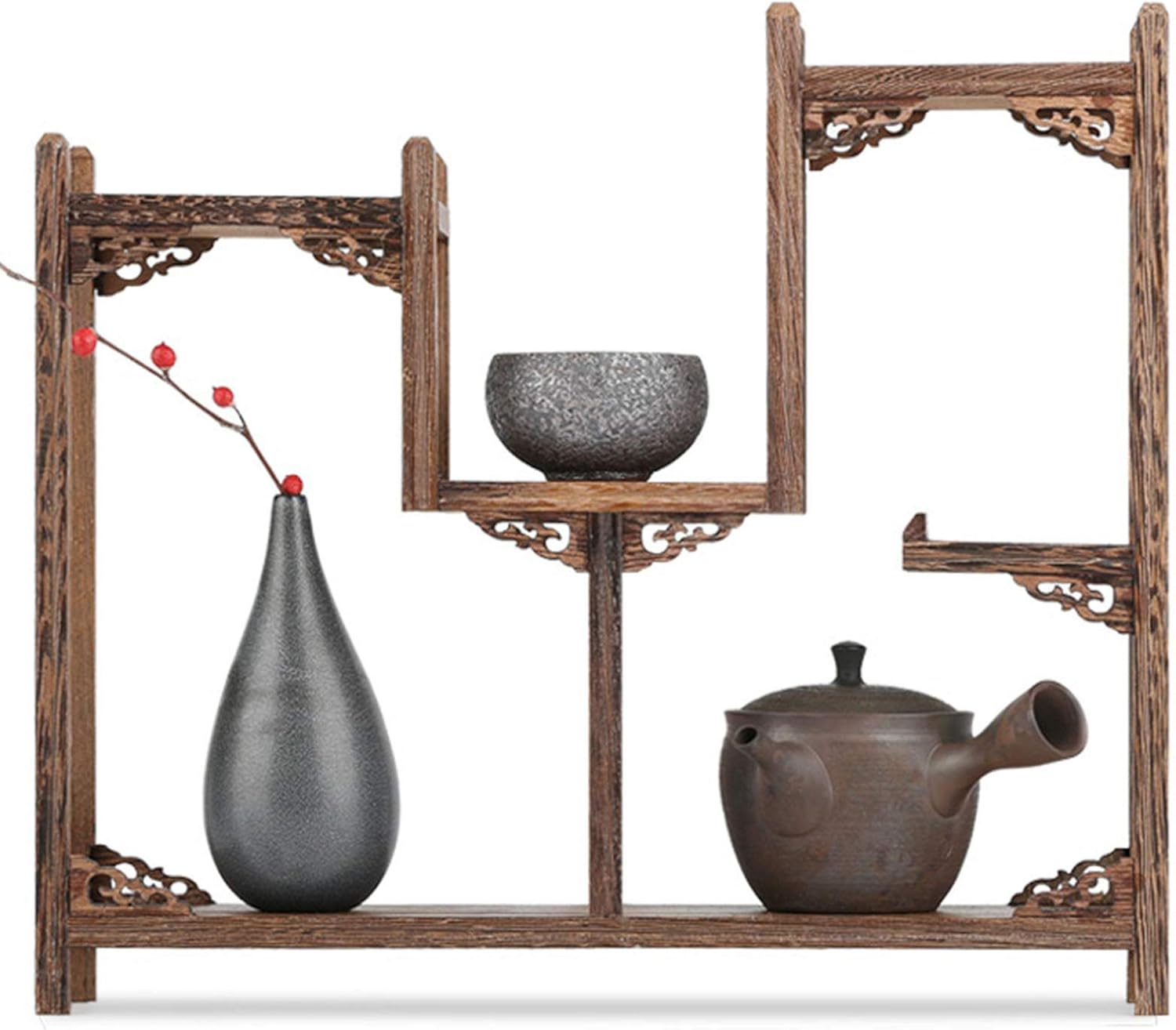 サイズ、デザインオーダー可！6段カップボードW64シャビーホワイト