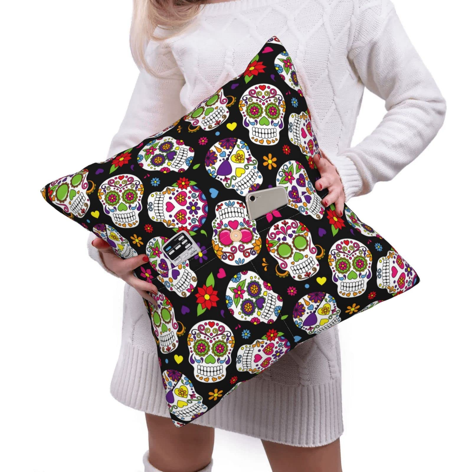 Sollbry Federa per cuscino 45 x 45 cm con motivo a fiori, uccelli