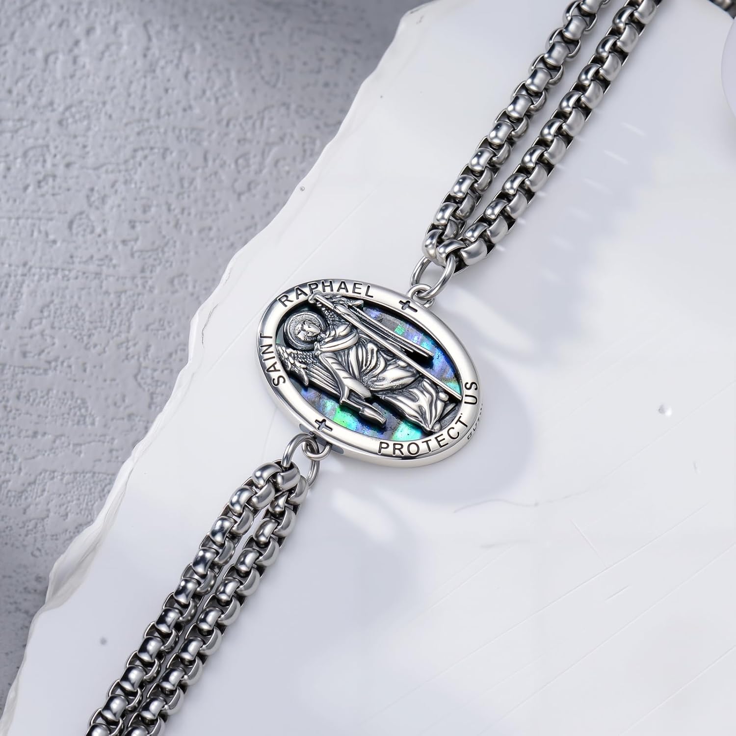 PROESS Saint Michael/Jude/Anthony/Sebastian/Francis/Gabriel/Peregrine/Florian/Raphael/Holy Family Bracelet 925 Sterling Silver Catholic Jewelry Gifts for Women Men - Image 3