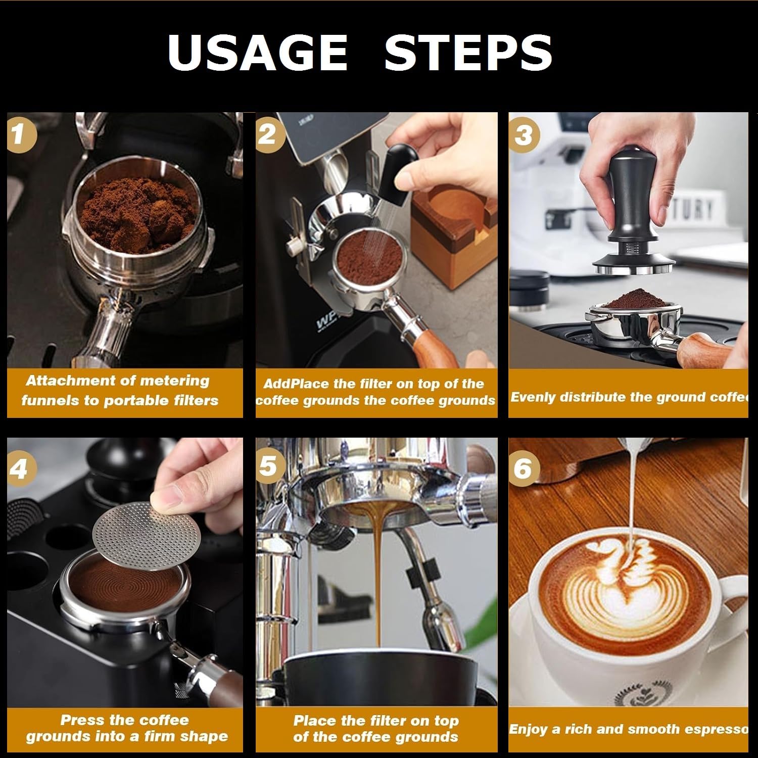 Set di accessori per caffè espresso da 53 mm, con imbuto dosatore Wdt e tappetino antimanomissione, per barista, casa, caffè, caffè espresso, accessori per caffè e amanti del caffè