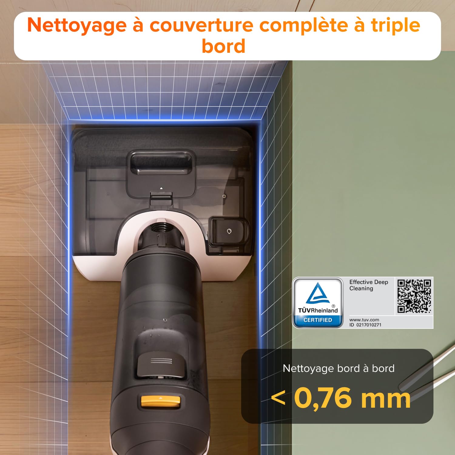 Roborock F25 LT aspirateur laveur 20 000 Pa autonettoyage haute température 90 °C séchage rapide inclinable 180° nettoyage bord à bord sols durs