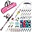 PLUSINNO Kids Fishing Pole with Spincast Reel Telescopic Fishing Rod Combo Full Kits for Boys, Girls, and Adults (Pink, 150cm 59.05In)