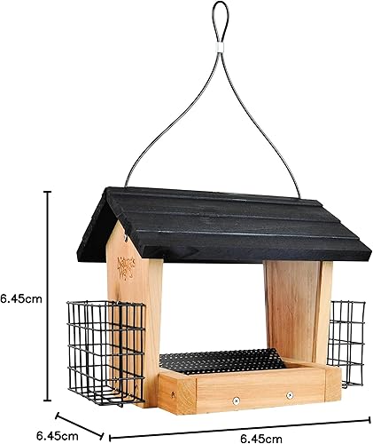 Miniatura 10 de Nature's Way Bird Products CWF19 - Comedero para pájaros con tolva de cedro con jaula de sebo, 3 cuartos de galón