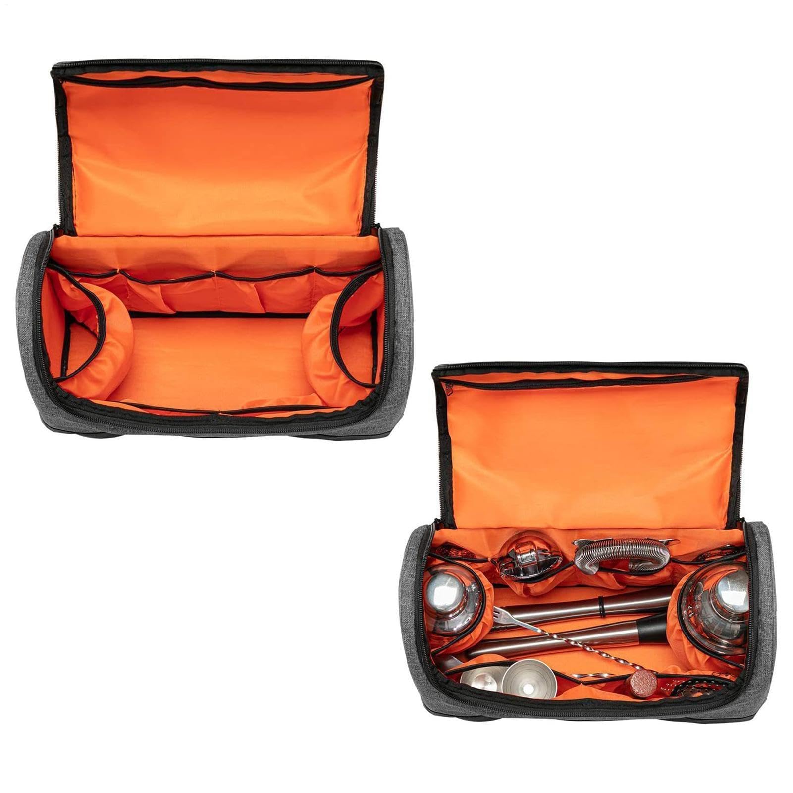 Borsa per set da barman da 32,8 x 14,5 x 25,4 cm, organizer per attrezzi da bar, borsa da viaggio portatile con manico antiscivolo, protezione durevole