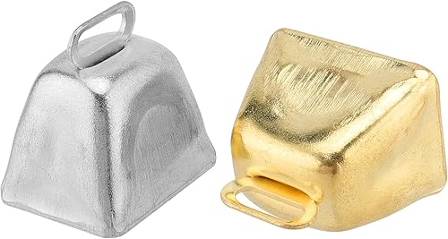 Miniatura 4 de KEILEOHO 72 mini campanas de vaca, cencerro de metal para manualidades, campanillas de viento, decoración de bodas, fiestas, dorado y plateado, 1
