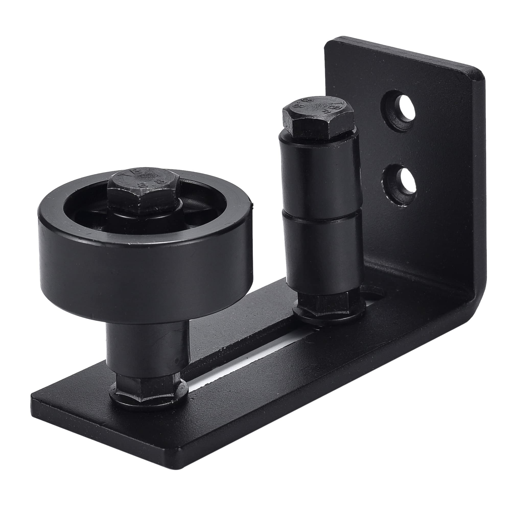 Sliding Barn Door Floor Guide, Adjustable Roller, Black Wall Mount System, Flush Bottom Design, Barn Door Panel Non-Damage, Door Stay Roller Sliding Door Fittings (8 in 1), 1 Set