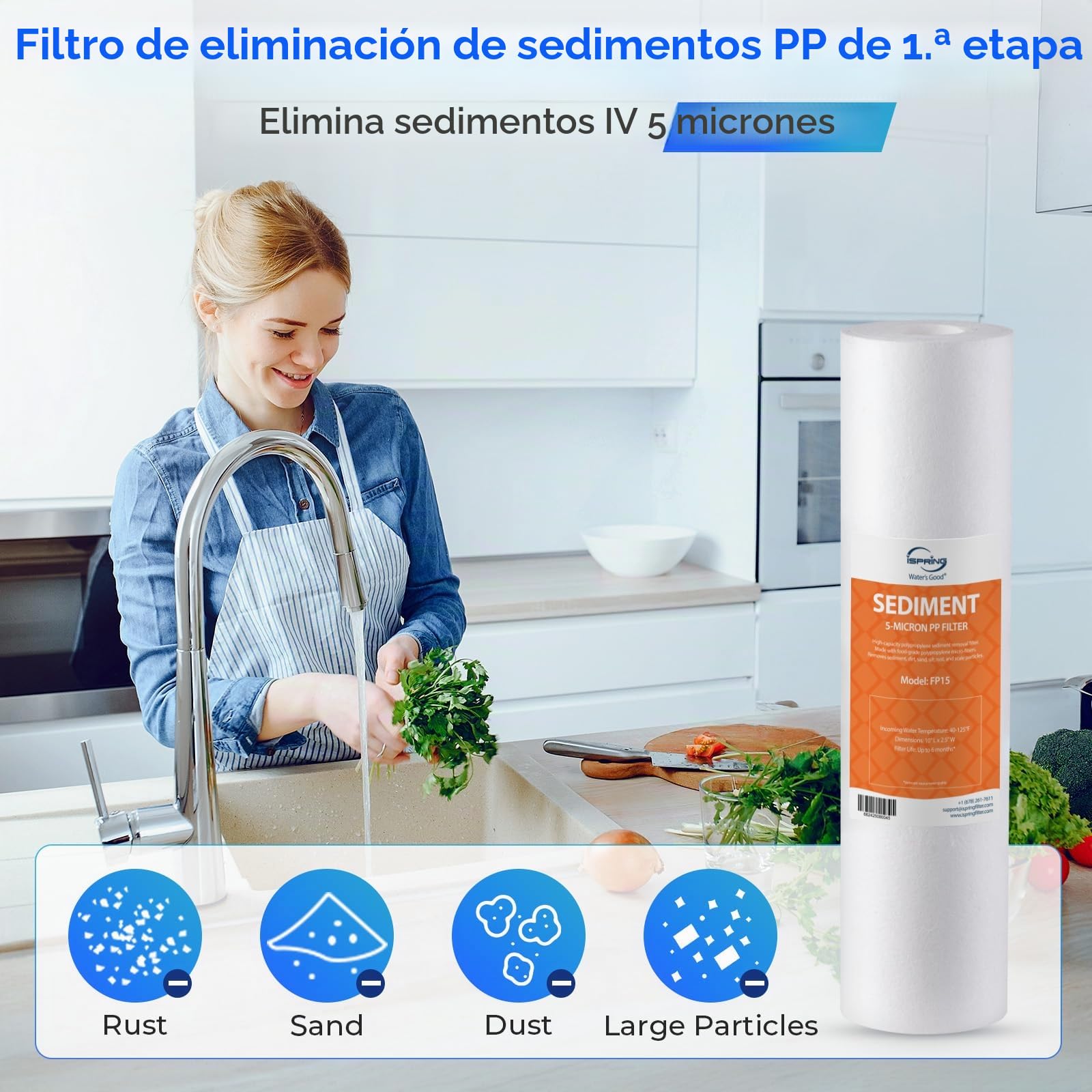 iSpring F10KU Juego de Cartuchos de Filtro de Repuesto, 1 Año, para Sistemas de Ósmosis Inversa UV Minerales Alcalinos de 7 Etapas, 10 piezas, Blanco