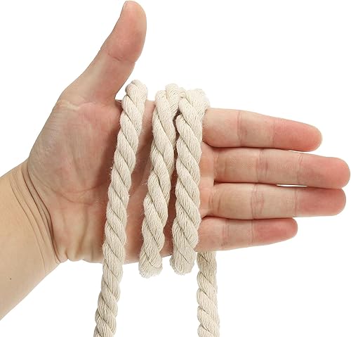 Miniatura 4 de PATIKIL Cuerda de algodón trenzado natural de 12 pulgada x 49 pies, cuerda de tira y afloja de 3 hebras con cinta de sellado para barandillas de