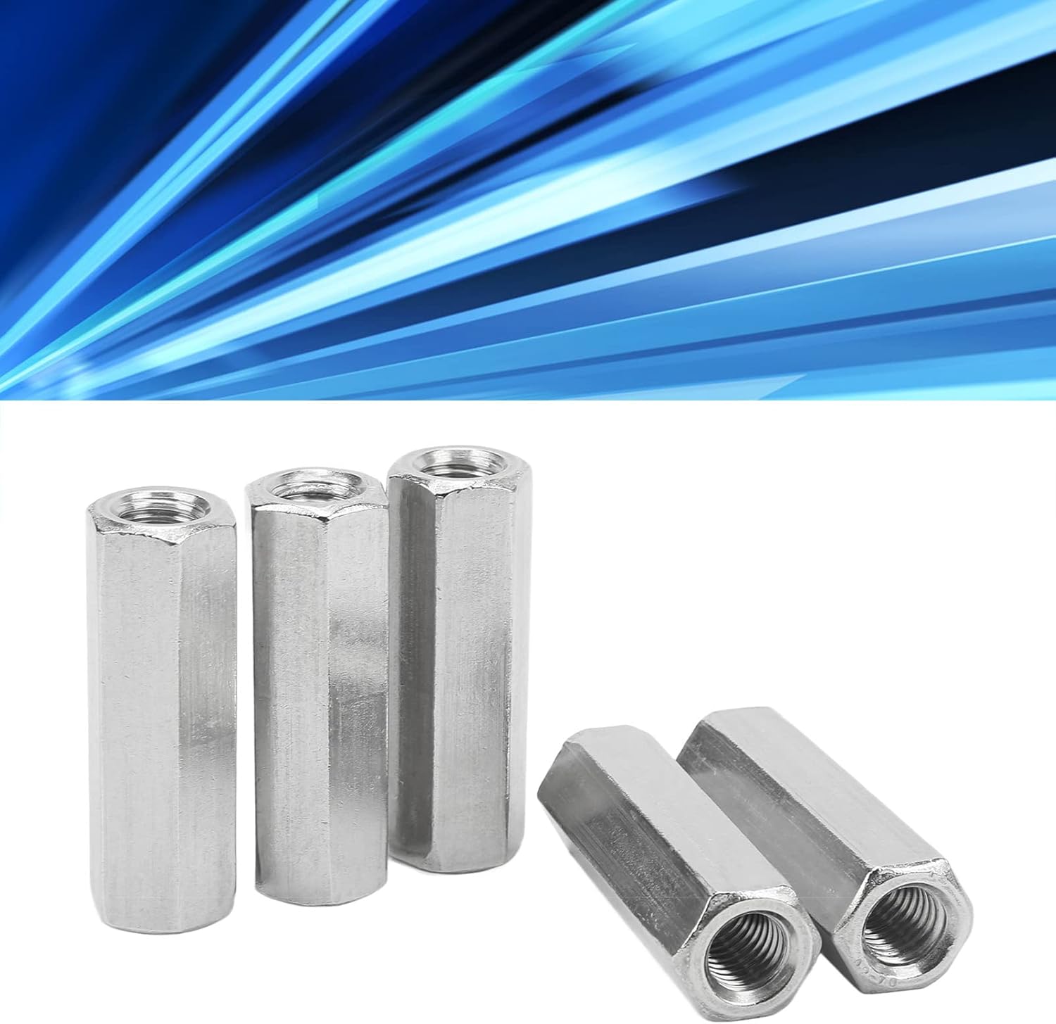 Coupling Nuts, M12x1.75 60mm Length 304 Stainless Steel Hex Coupling Nut for Indoor Outdoor