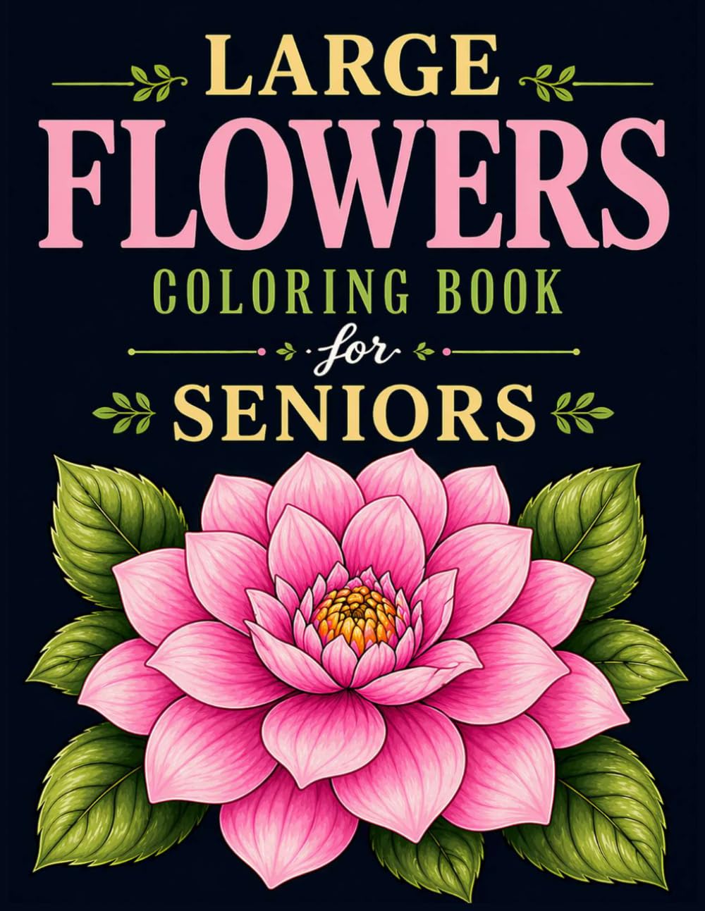 Large Flowers Coloring Book for Seniors: 25 Floral Motifs for Relaxation and Stress Relief | Easy Coloring Pages in Large Format, 8.5x11 in