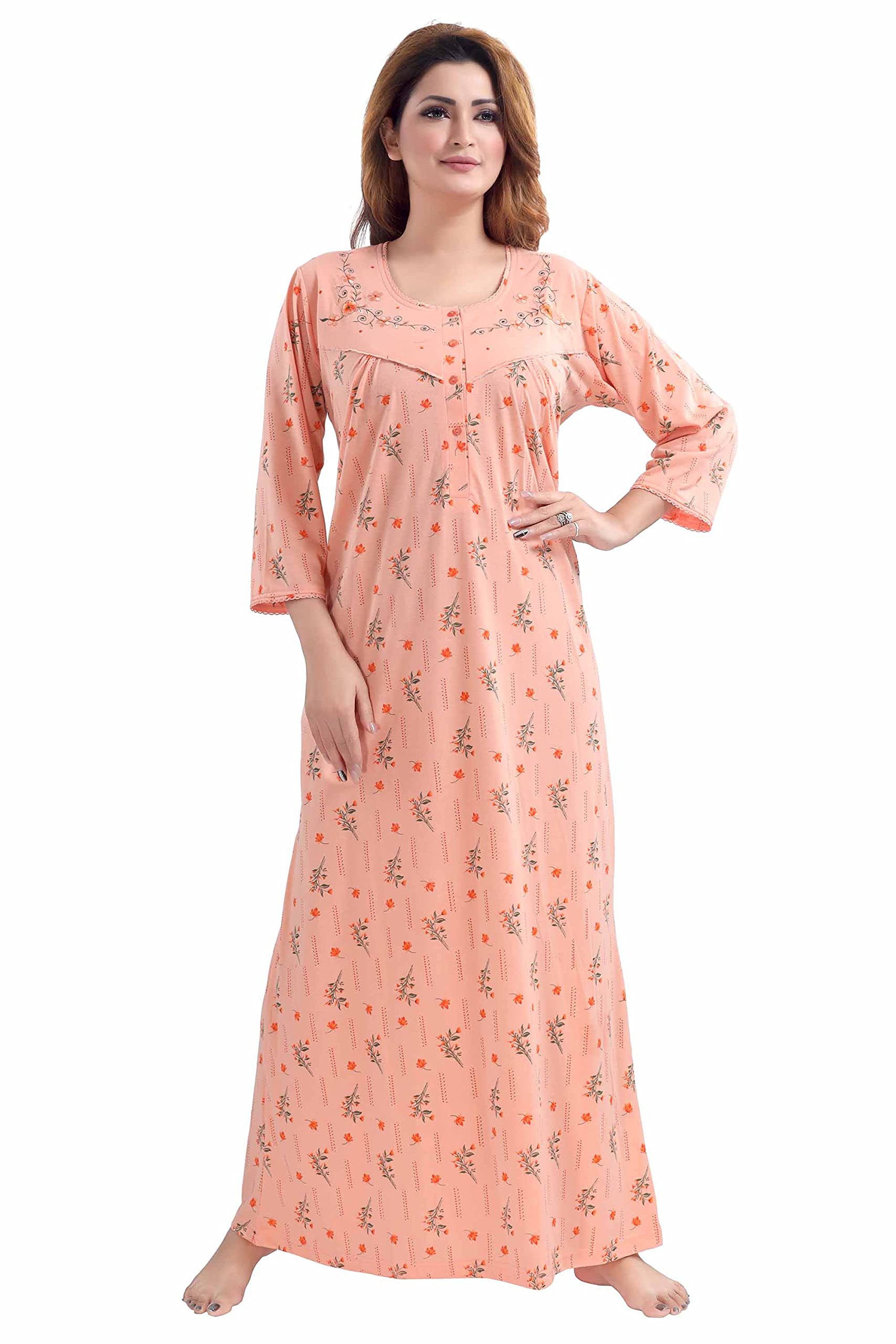 Women's Cotton Solid Maxi Nighty