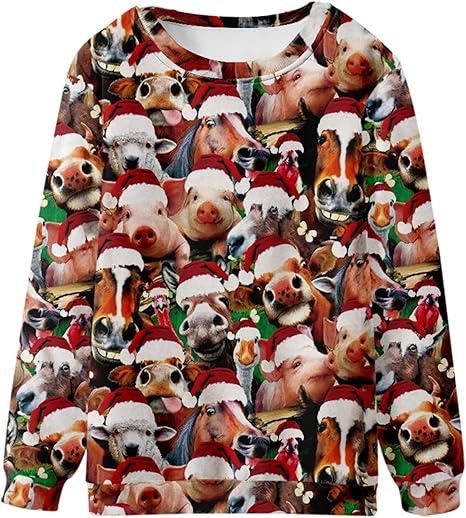 Pull De Noël Drôle Homme/Femme - Motif 3D Père Noël/Renne - Sweat Christmas Jumper - Polyester - Cadeau Fêtes