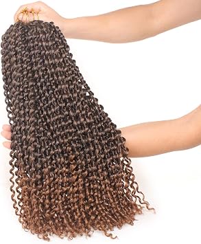 Xtrend 7 Packs 18 inch 18 Strands/Pack Passion Twist Hair for Distressed Butterfly Locs Water Wave Crochet Braiding Hair Bohemian Crochet Braids Synthetic Fiber Natural Hair Extension T30#