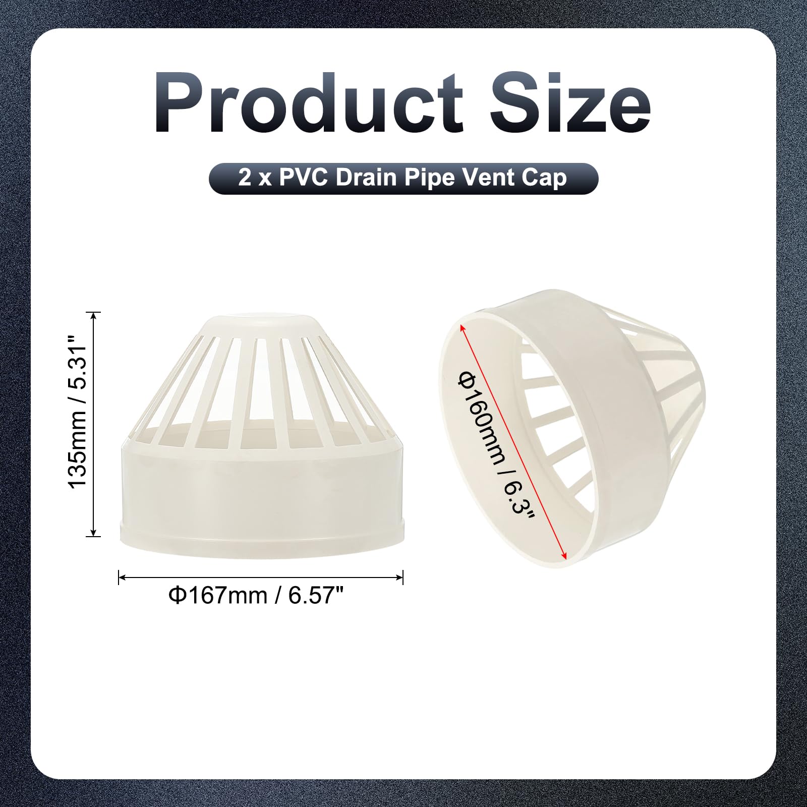 PATIKIL 2 Pcs PVC Drain Pipe Vent Cap - Image 2