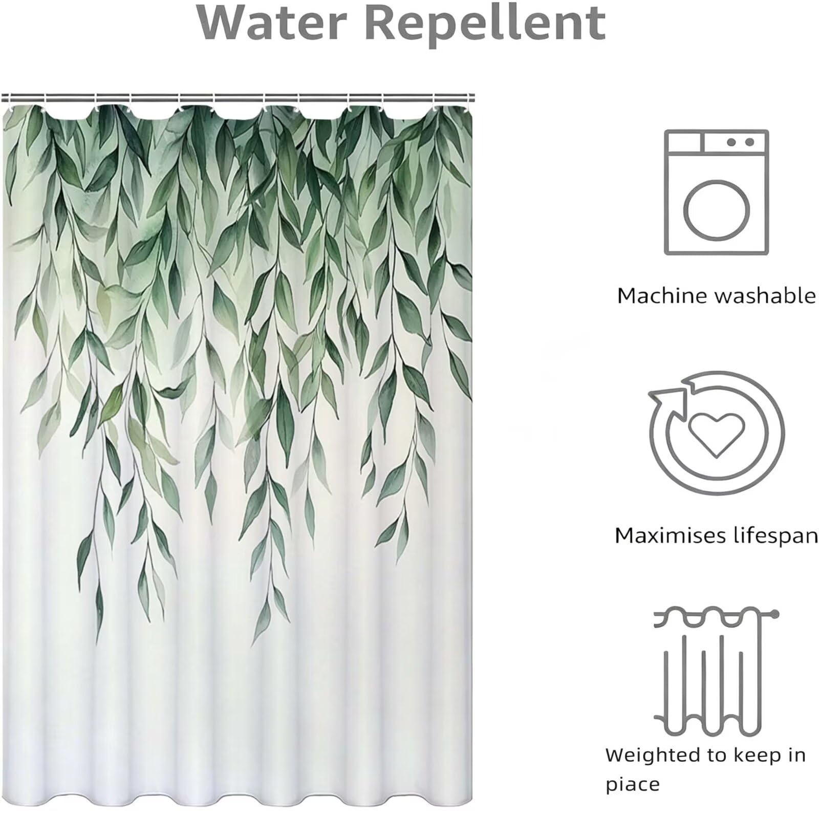Grün Duschvorhang, 200x250cm Duschvorhang Badewanne D-488