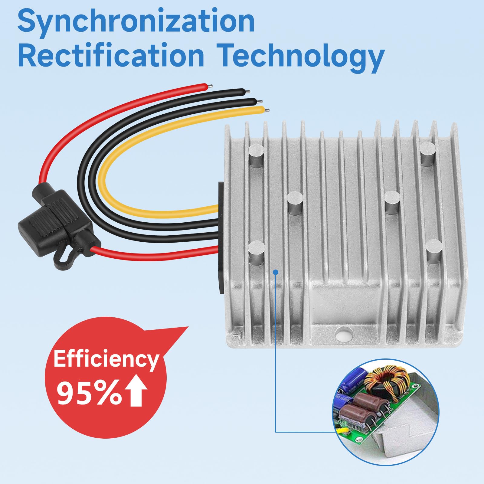 Convertisseur abaisseur de tension pour chariot de golf 20 A 240 W DC 18 V 20 V 24 V 48 V 36 V vers 12 V Réducteur de tension étanche Transformateur avec fusible