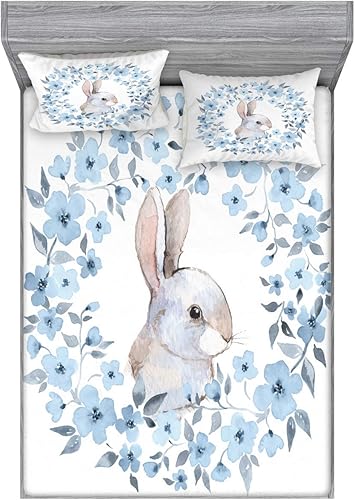 Miniatura 95 de Ambesonne - Juego de sábanas bajeras y fundas de almohada, diseño clásico botánico, plantas de jardín vintage, juego de 3 piezas con estampado