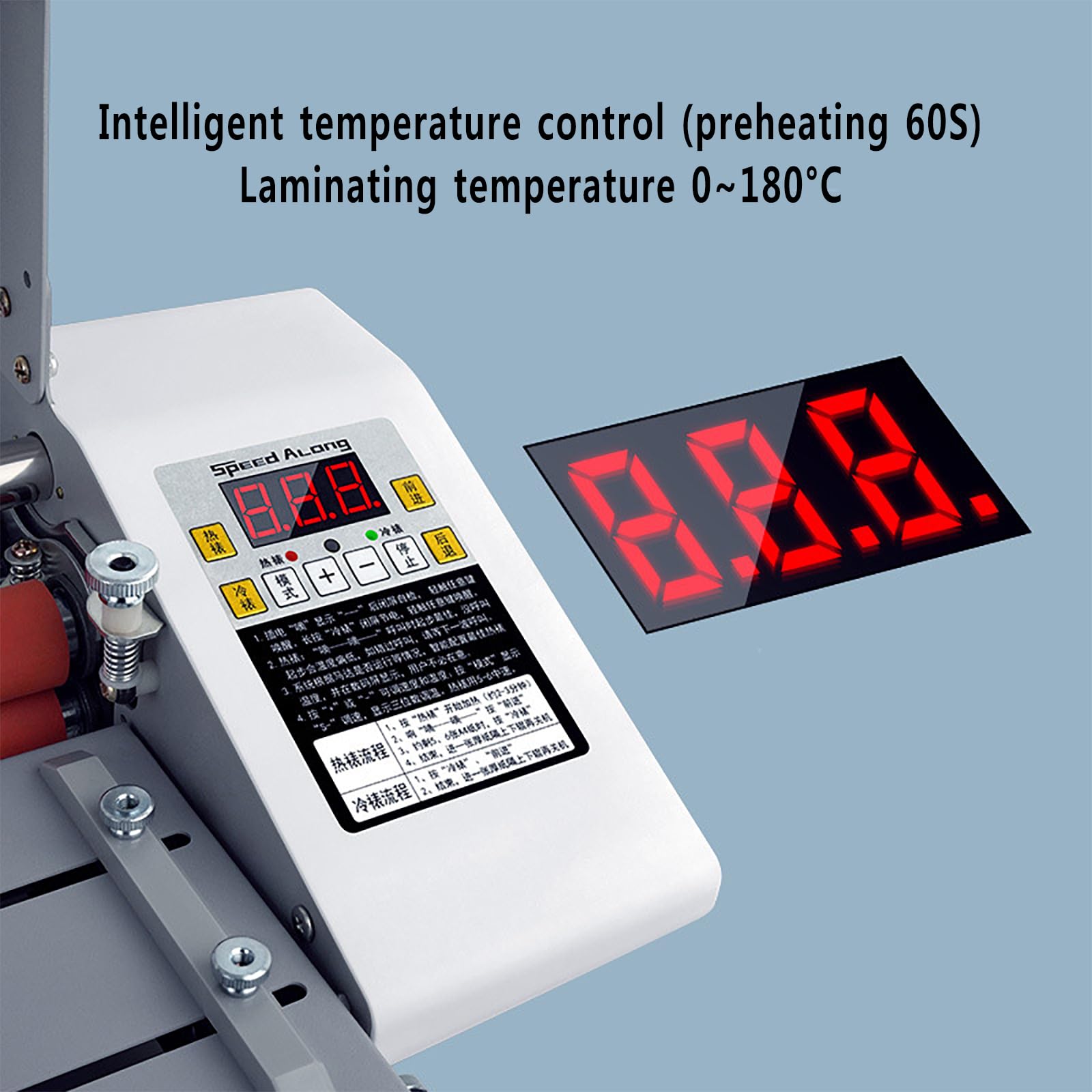 Laminatrice A3,plastificatrice a Caldo/Freddo con 4rulli Gomma Spessi, Laminazione su Un Solo/Due Lati E velocità Regolabile 0,3~3M/min,60S Completamento Rapido, Liscia Senza Pieghe, per Foto