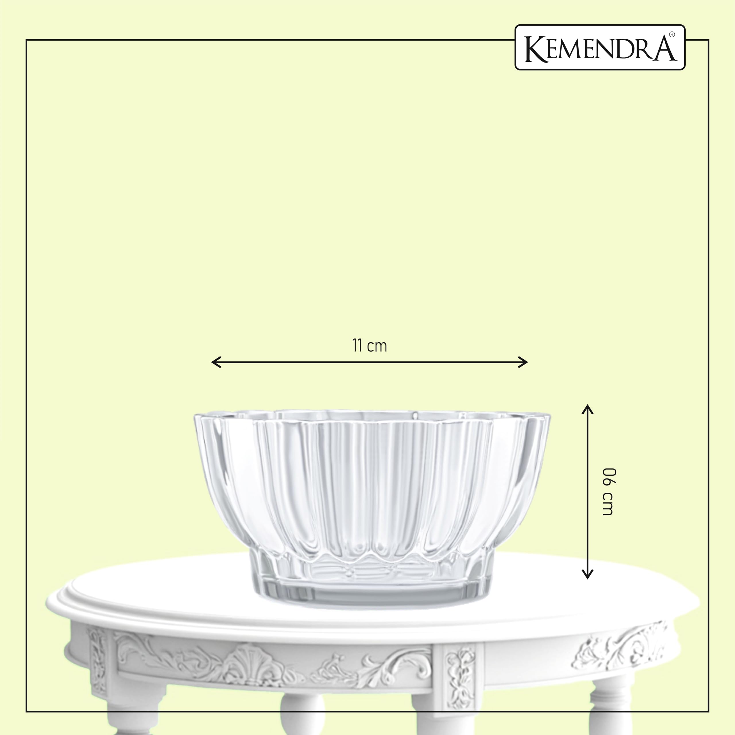 Kemendra® Bamboo Pots | Glass pots for Lucky Bamboo | Decorative Glas | Transperant Glass Curved Dish   | Crystal Cut Glass Pot for Brazilian Wood Plant | (Plant not Included) (Bamboo Pots Pack 1) - Image 3 thumbnail