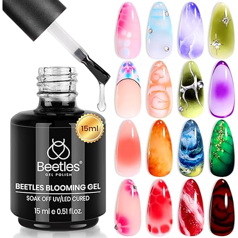 Beetles Blooming Gel 15ml Clear Uv Led Blossom Christmas Nails Gel Polish for Spreading Effect Marble Natural Stone Watercolor Floral Print Soak off Diy Nail Art Design Manicure Gift for Women