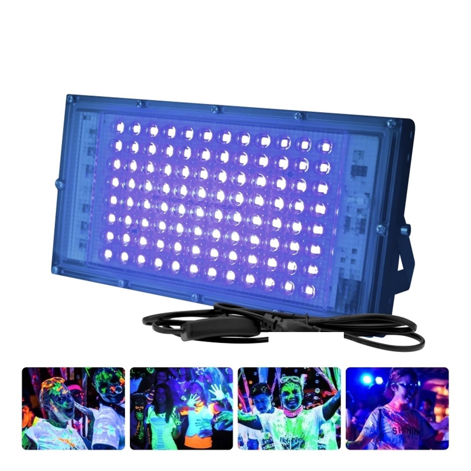 Proiettore UV a LED 50W 100W Luce for Feste 395nm 400nm IP65 Lampada da palco Fluorescente Ultravioletta Impermeabile con Spina(100w)