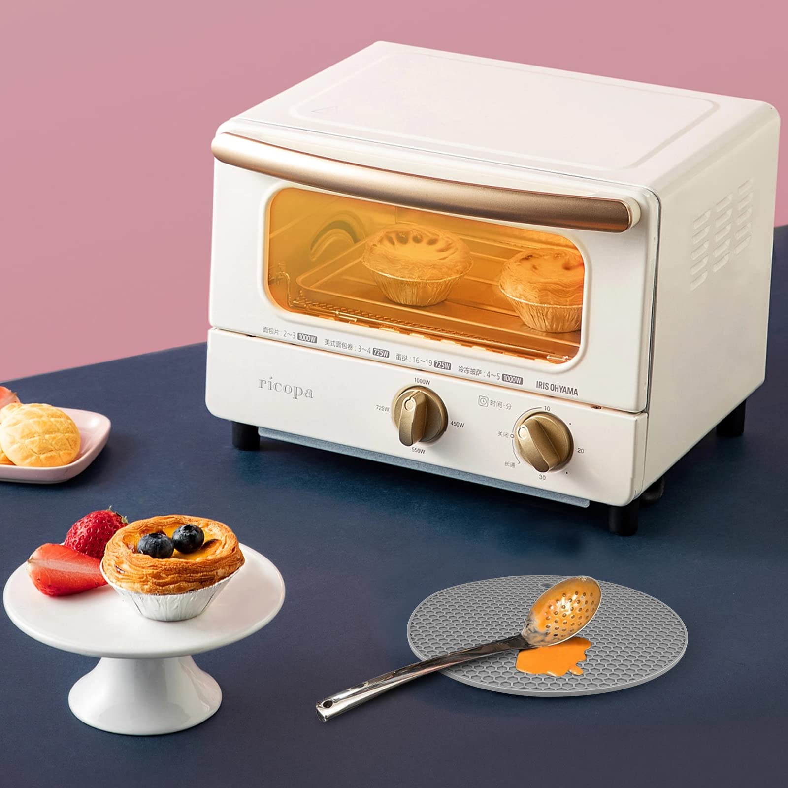 Set 4 Sottopentola In Silicone Antiscivolo - Sottobicchieri, Presine Per Cucina, Resistente Al Calore Fino A 240&deg;C, Nero