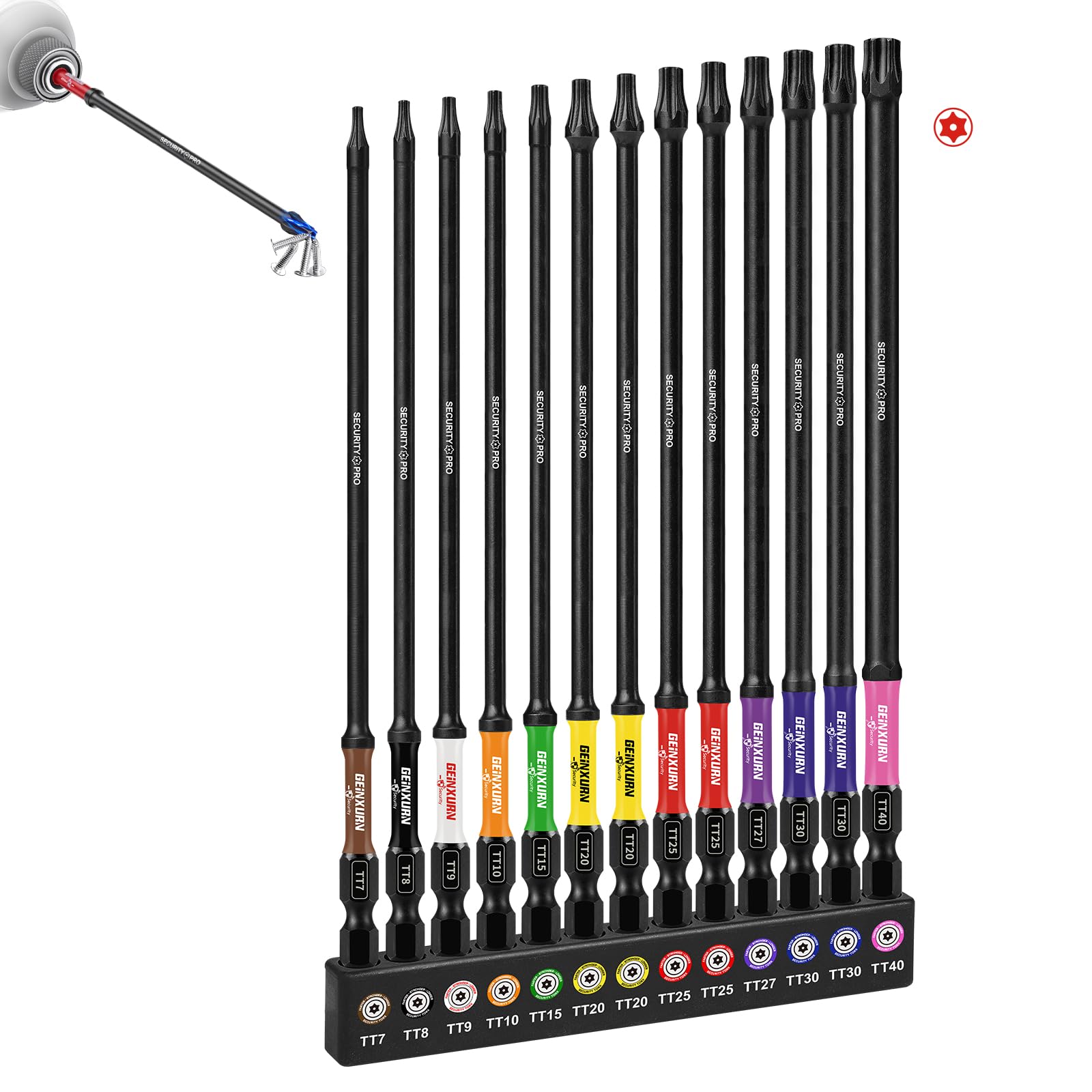 Geinxurn Security Torx Bit Set, 13PCS Impact Screwdriver Bits