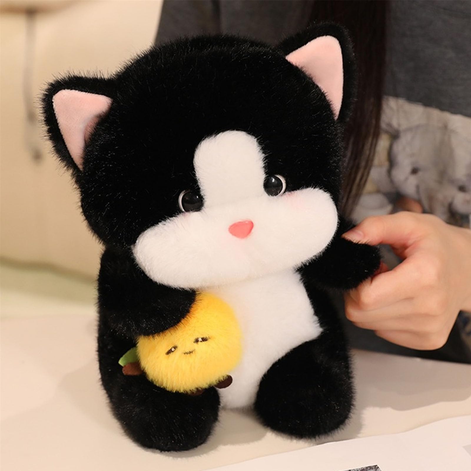 Peluche, Lindo Juguete de Peluche Gato con Caqui, compañero Abrazo Suave, Gatito Kawaii for niños niñas Regalos cumpleaños(Pink,45cm)