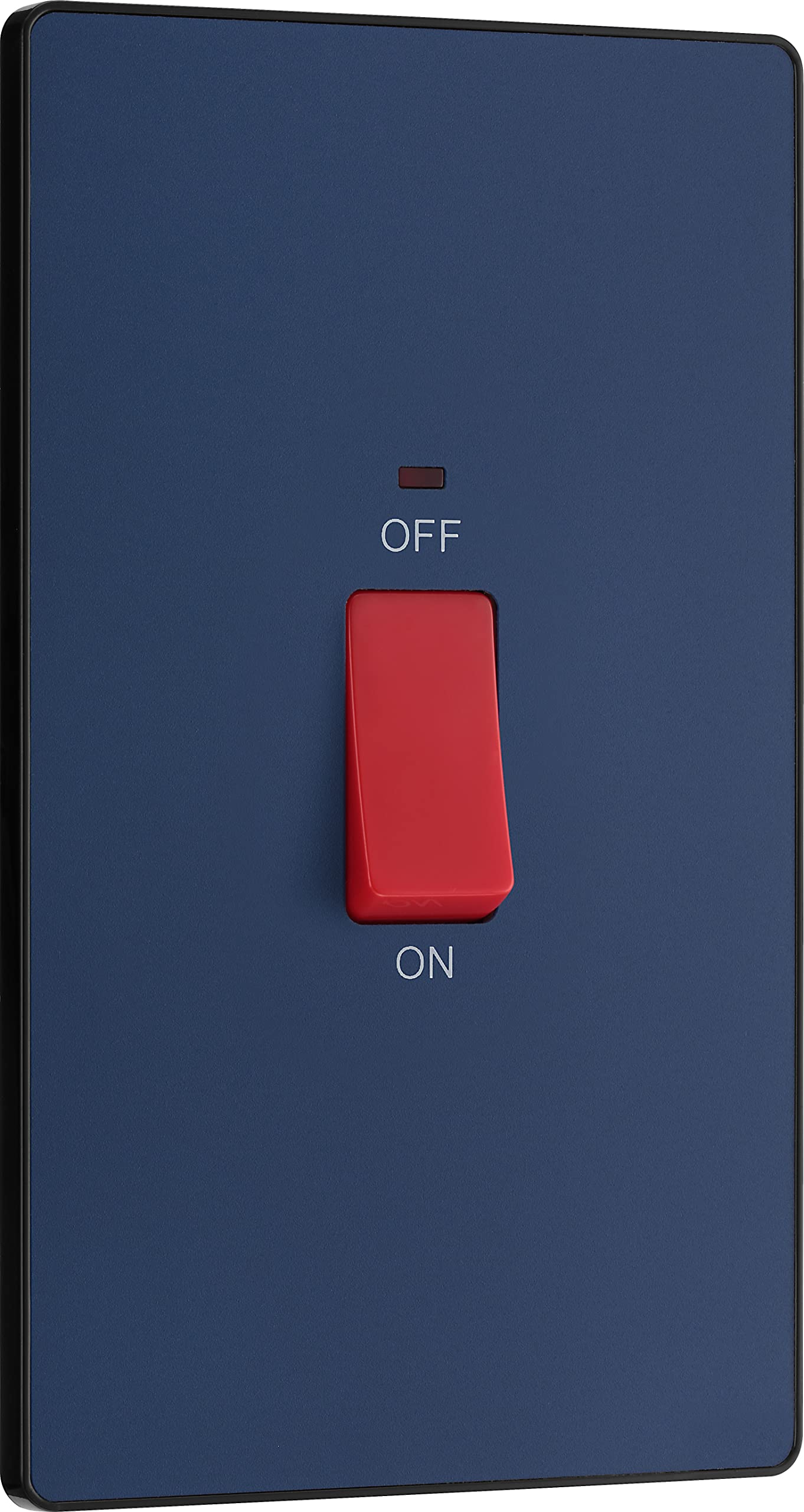 British General Matt Blue Bg Electrical Large Cooker Control Switch Unit With Led Power Indicator, Double Plate, Double Pole, Screwless Front Plate, Evolve, 45A, Pcddb72b