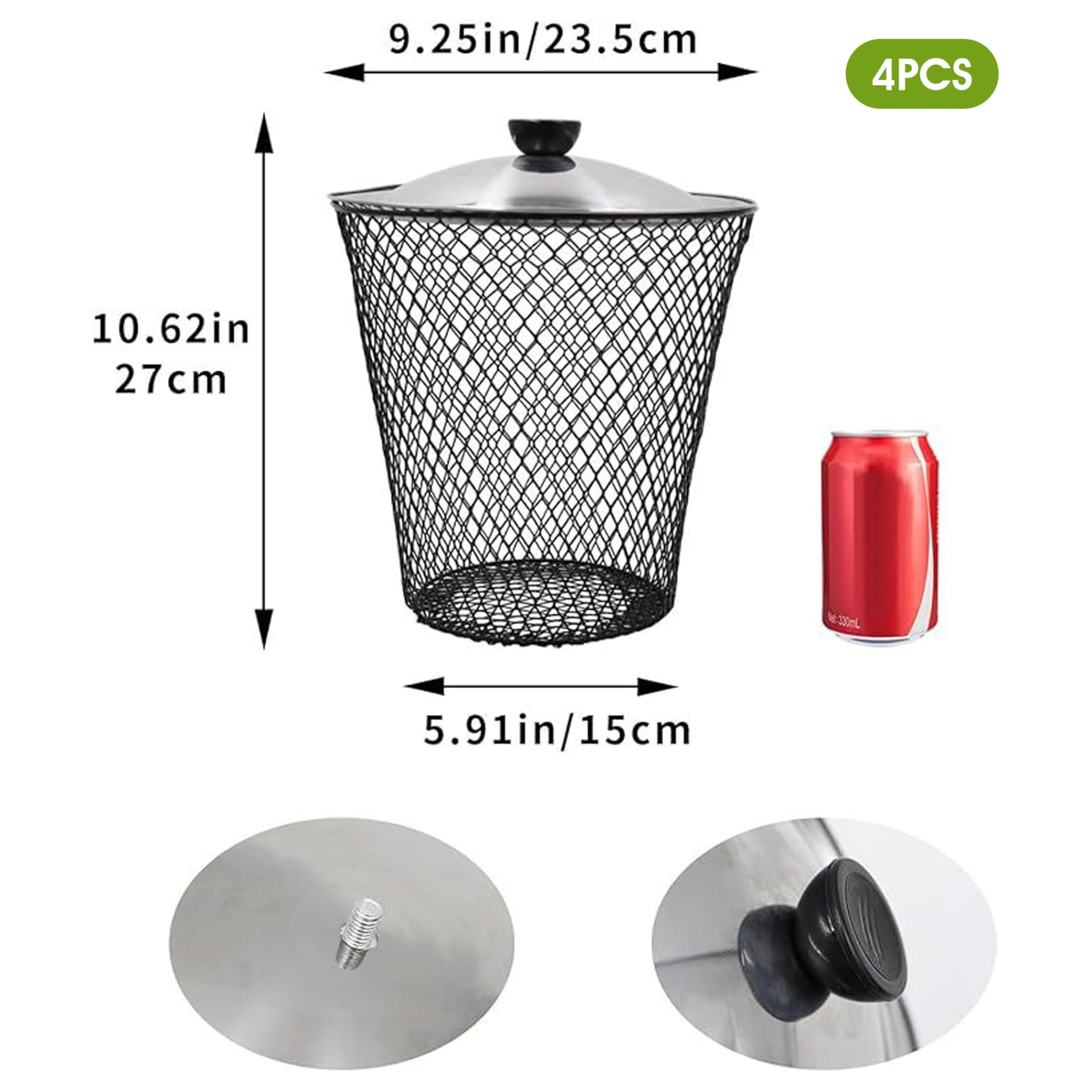 Kit de composteur de vers en Maille métallique avec Couvercle dans Le Sol, idéal pour Le compostage Jardin extérieur, 4 pièces