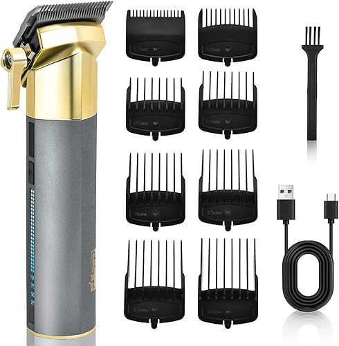 DSP Cortapelos ajustables para hombres, juego de cortadores de pelo profesionales, máquinas eléctricas de corte de pelo con pantalla LED, peines de