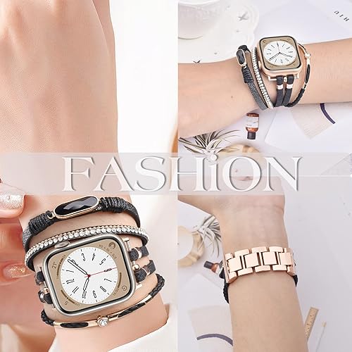 Miniatura 8 de MOFREE Pulsera de cuero bohemio compatible con Apple Watch Band de 1.654 pulgadas, 1.732 pulgadas, 1.772 pulgadas, 1.772 pulgadas para mujer,