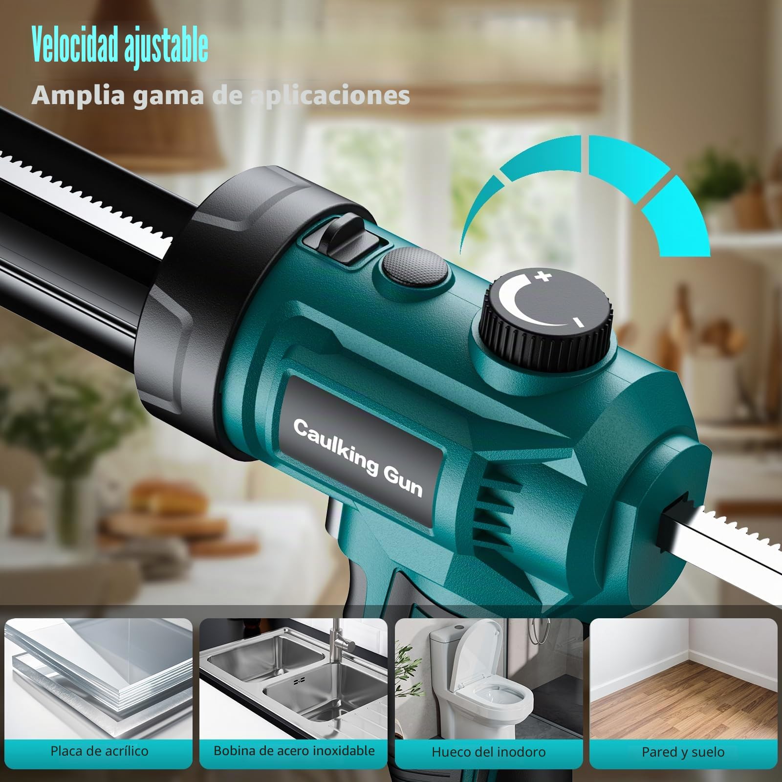 Pistola de cartuchos inalámbrica compatible con Makita 18V, pistola de silicona eléctrica con 2000mAh, cambio de marchas continuo, luz LED, jeringa de silicona a batería para cartuchos de 300ml