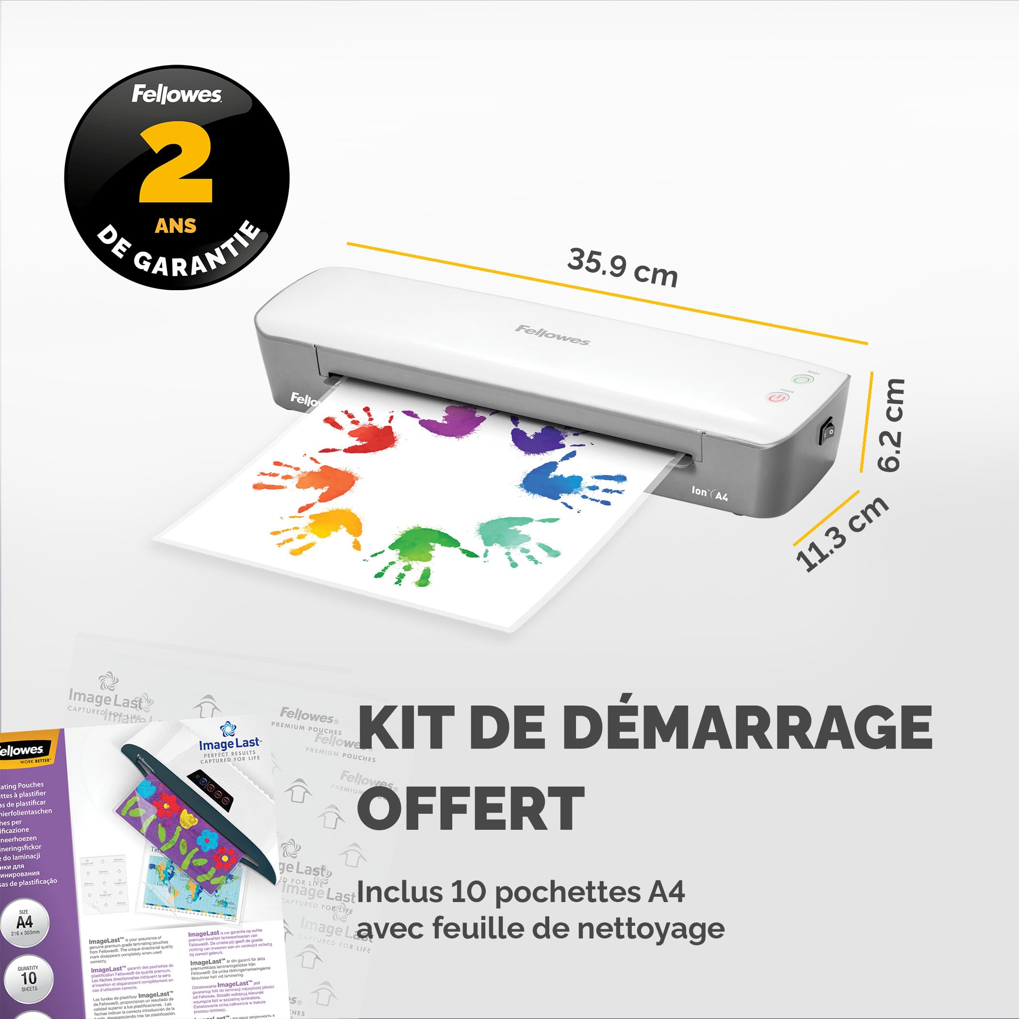 Fellowes Plastifieuse Ion A4 125 microns 30cm/min Blanc Gris