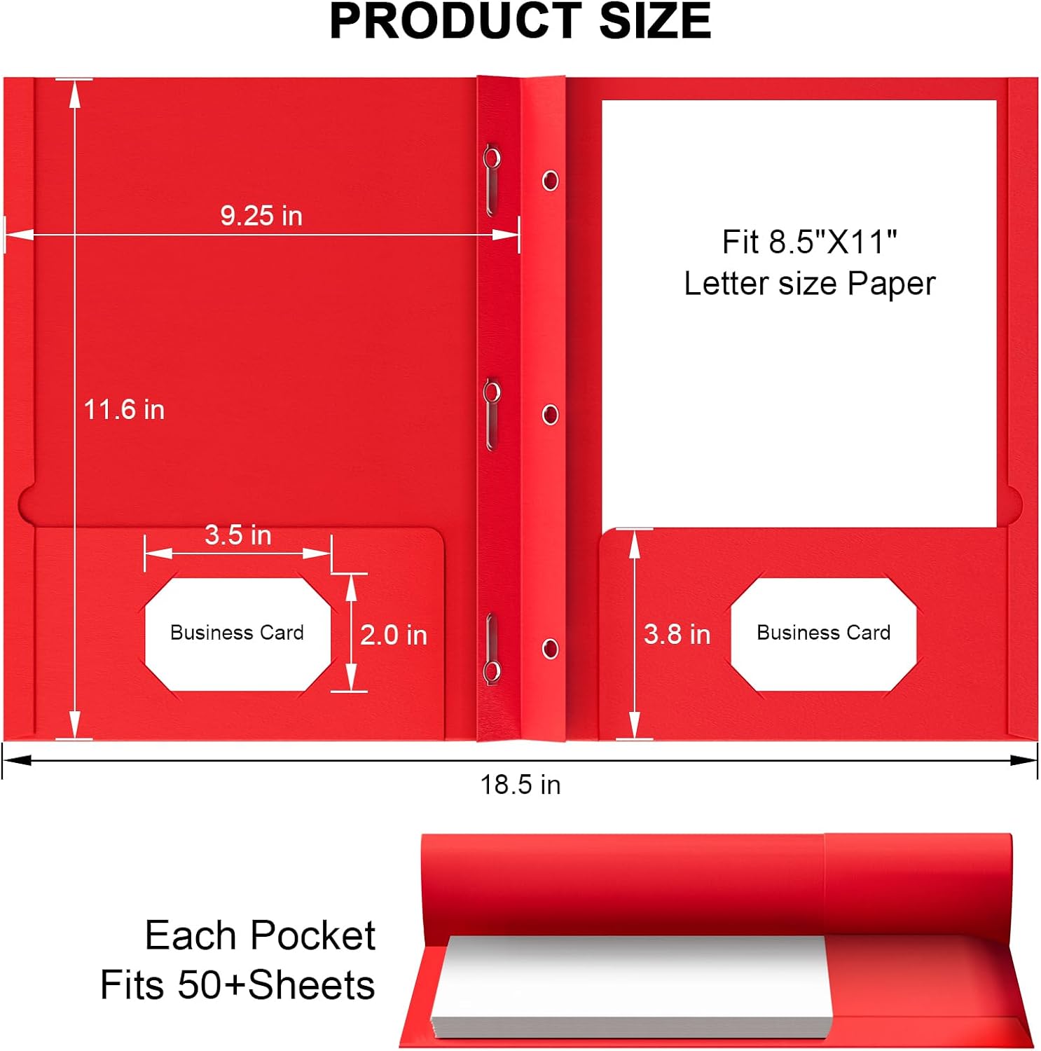 HABGP Two Pocket Folder with Prongs, 5 Color Paper Folders with Pockets image 2