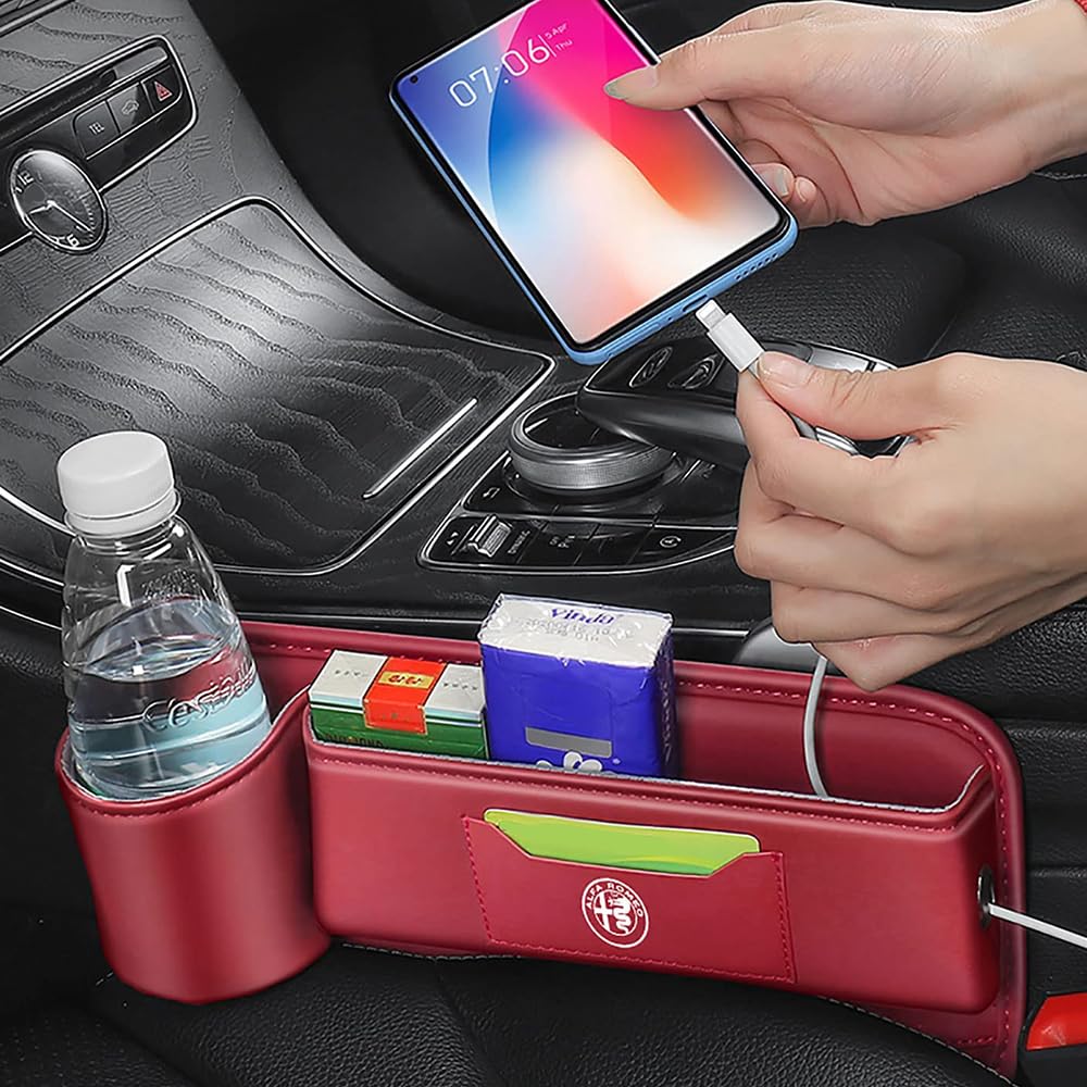 Portaoggetti Per Auto Alfa Romeo - Organizer In Pelle Per Giulia, Stelvio, Giulietta, Impermeabile - Foto 3