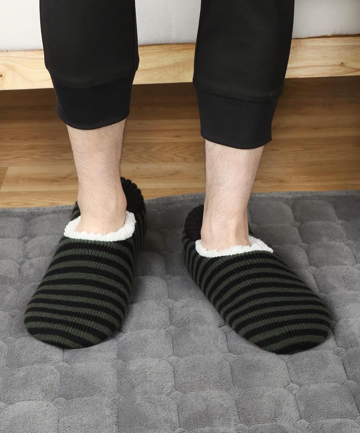 Mens Cozy Soft Sole Slipper Socks With Non Skid Bottoms, Warm Slipper Socks With Grippers For Men, Fuzzy House Slippers - Image 3