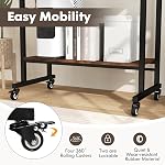 Tangkula Rolling Computer Desk Cart with Keyboard Tray, Mobile Portable Laptop PC Desk with CPU Stand & 3 Hooks for Sofa & Bed, Industrial Small Desk on Wheels for Small Spaces, Home Office Desk
