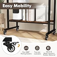 Vista 7 de Tangkula carro de escritorio de computadora con bandeja para teclado, escritorio portátil para laptop con soporte para CPU y 3 ganchos para sofá