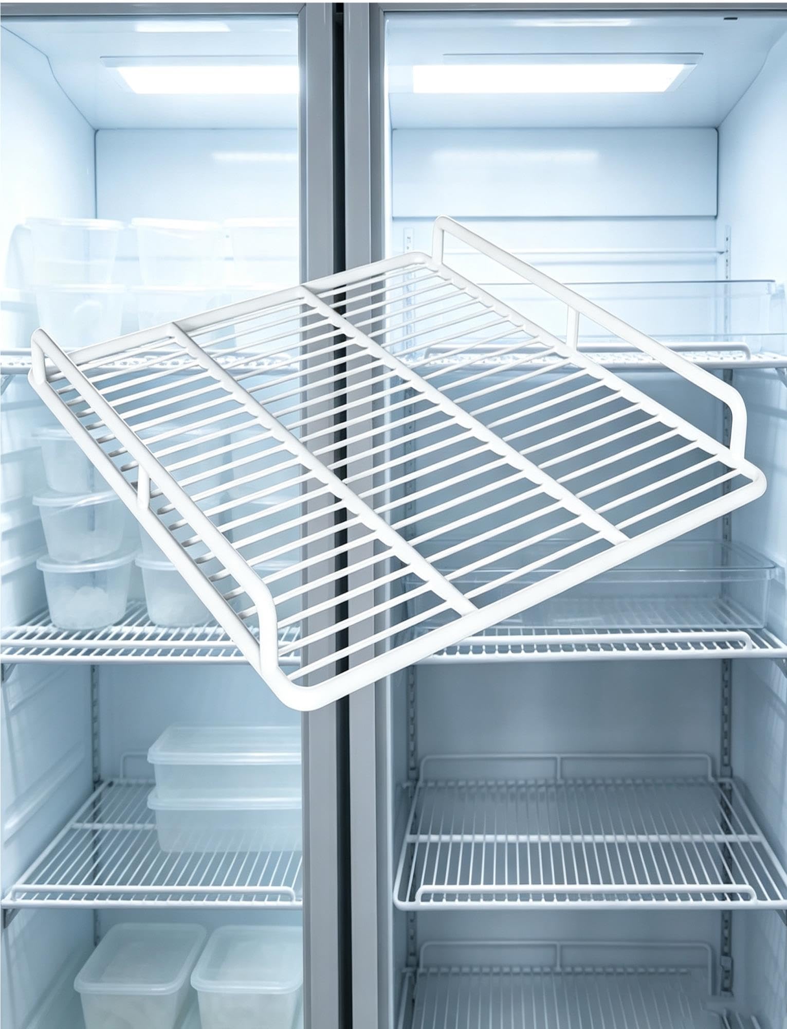 Organizador Congelador Horizontal, Estante Metálico con Barandilla Lateral