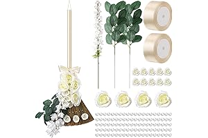 Yungyan Wedding Broom for Jumping Decorated with Ribbons, Artificial Pearl Eucalyptus Leaves,...